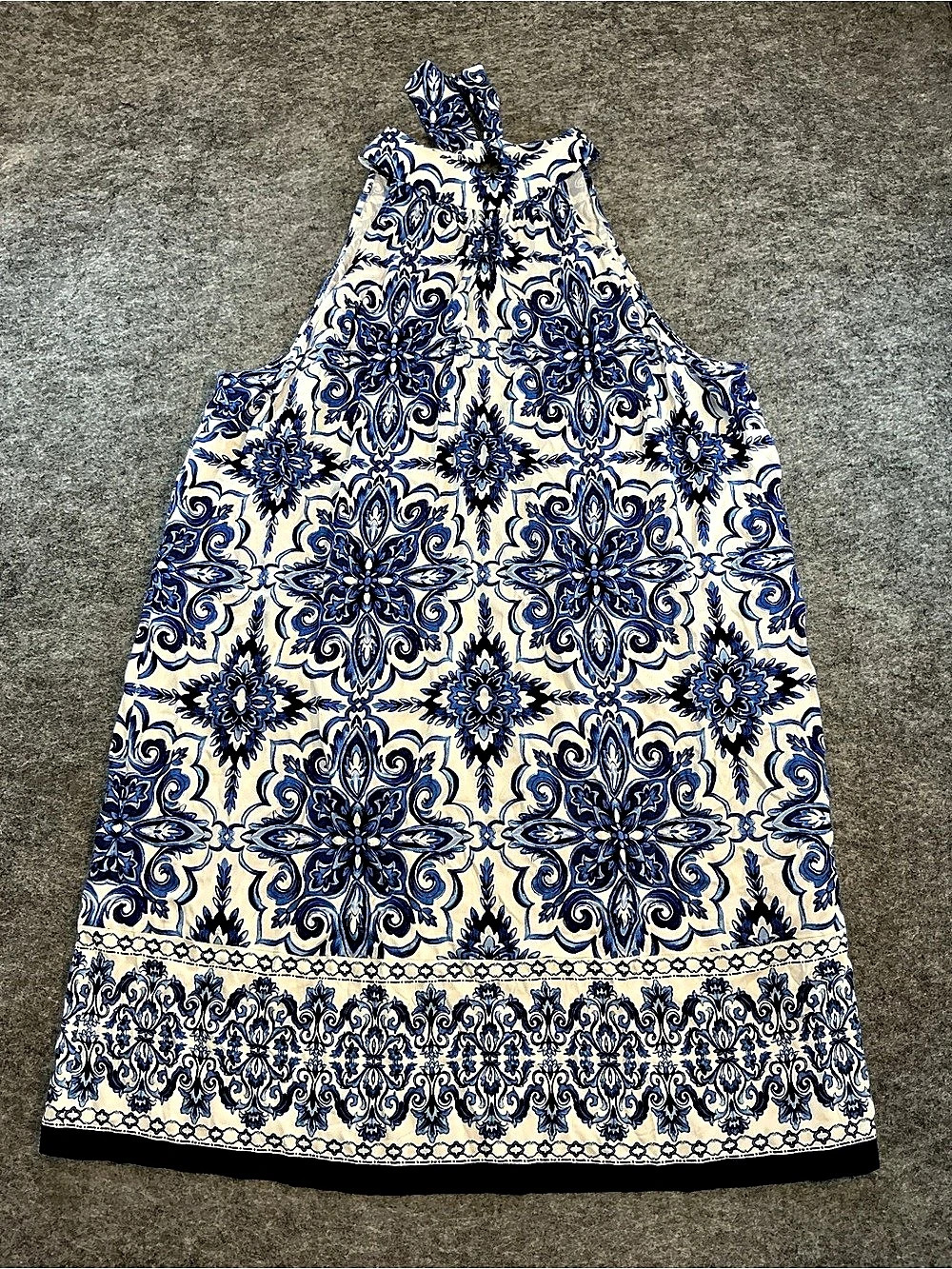 Talbots NWT! Halter Shift Dress - Elegant Medallions Blue & White 22W